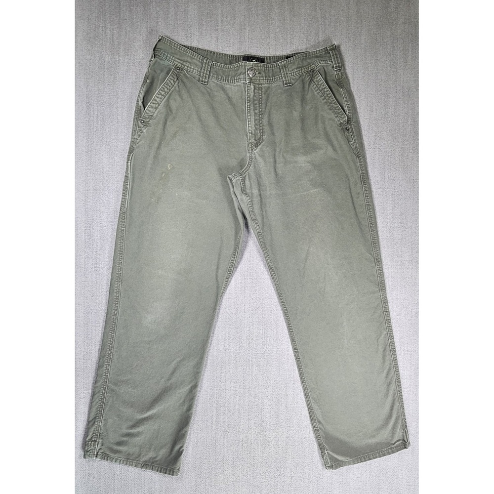 Redhead Pants Mens 38x32 Green Cotton Straight Leg Belted